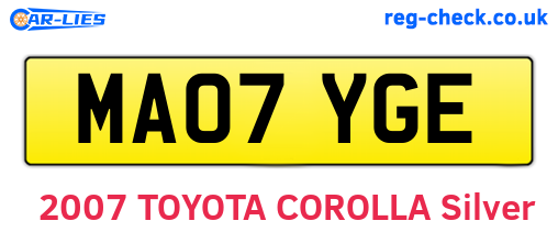 MA07YGE are the vehicle registration plates.