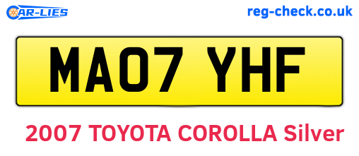 MA07YHF are the vehicle registration plates.