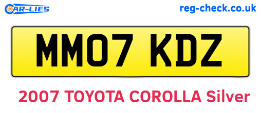 MM07KDZ are the vehicle registration plates.