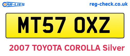 MT57OXZ are the vehicle registration plates.