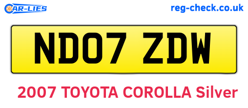 ND07ZDW are the vehicle registration plates.