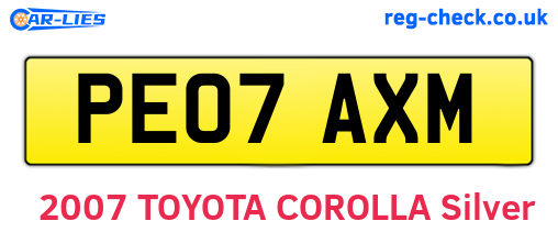 PE07AXM are the vehicle registration plates.
