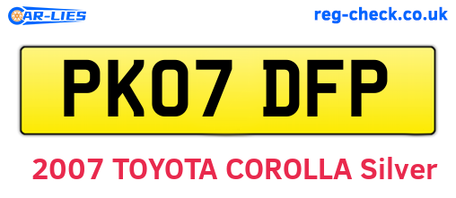 PK07DFP are the vehicle registration plates.