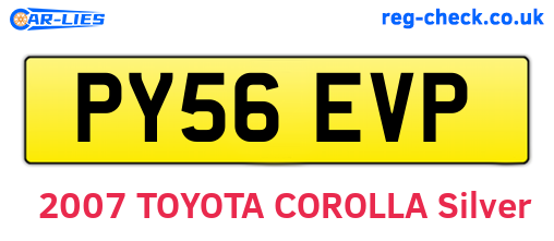 PY56EVP are the vehicle registration plates.