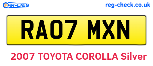 RA07MXN are the vehicle registration plates.