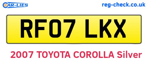 RF07LKX are the vehicle registration plates.