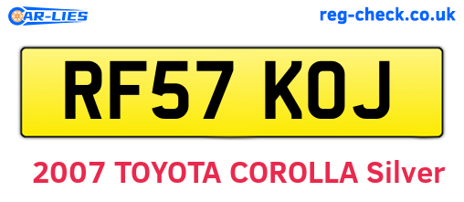 RF57KOJ are the vehicle registration plates.