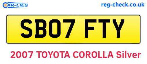 SB07FTY are the vehicle registration plates.