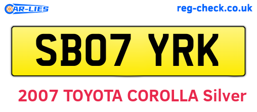 SB07YRK are the vehicle registration plates.