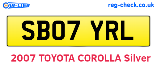 SB07YRL are the vehicle registration plates.