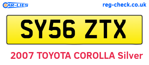 SY56ZTX are the vehicle registration plates.
