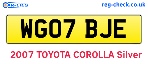 WG07BJE are the vehicle registration plates.