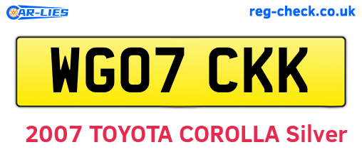 WG07CKK are the vehicle registration plates.