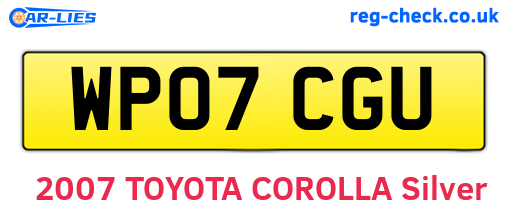 WP07CGU are the vehicle registration plates.