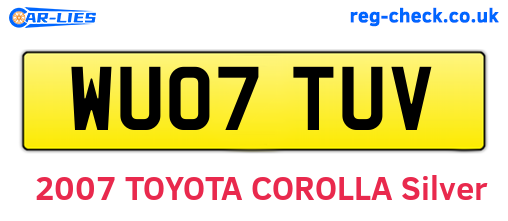 WU07TUV are the vehicle registration plates.