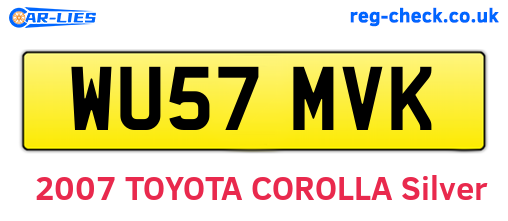 WU57MVK are the vehicle registration plates.