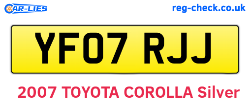 YF07RJJ are the vehicle registration plates.