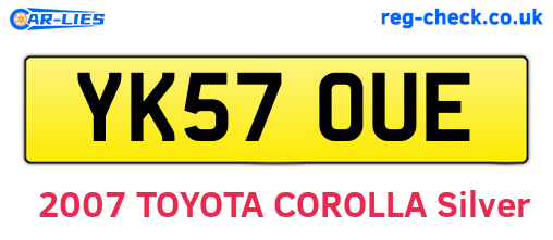 YK57OUE are the vehicle registration plates.