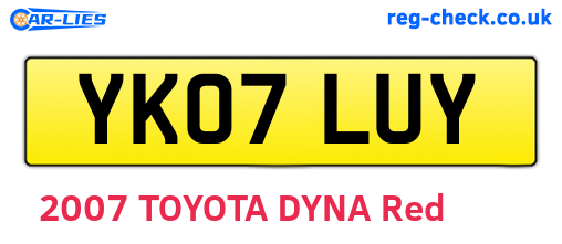 YK07LUY are the vehicle registration plates.
