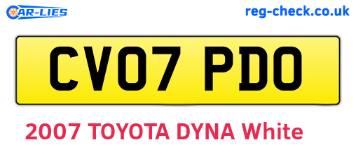 CV07PDO are the vehicle registration plates.