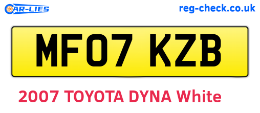 MF07KZB are the vehicle registration plates.