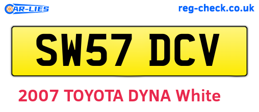 SW57DCV are the vehicle registration plates.