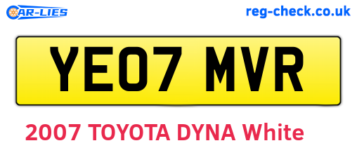 YE07MVR are the vehicle registration plates.