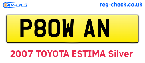 P80WAN are the vehicle registration plates.