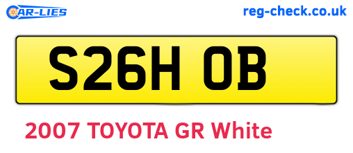 S26HOB are the vehicle registration plates.