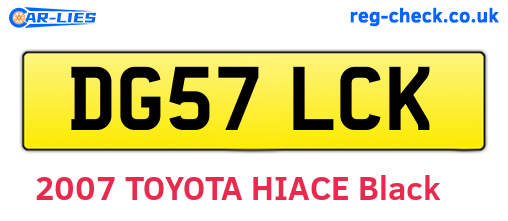 DG57LCK are the vehicle registration plates.