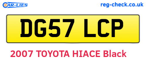 DG57LCP are the vehicle registration plates.