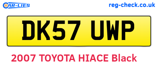 DK57UWP are the vehicle registration plates.