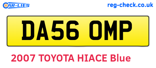 DA56OMP are the vehicle registration plates.