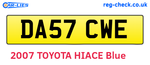 DA57CWE are the vehicle registration plates.
