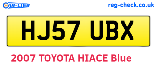 HJ57UBX are the vehicle registration plates.