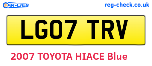 LG07TRV are the vehicle registration plates.