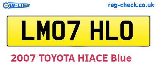 LM07HLO are the vehicle registration plates.