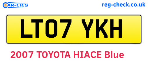 LT07YKH are the vehicle registration plates.