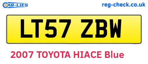 LT57ZBW are the vehicle registration plates.