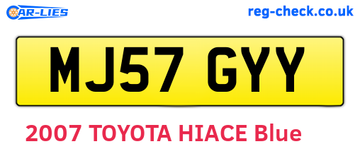 MJ57GYY are the vehicle registration plates.