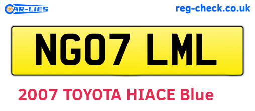 NG07LML are the vehicle registration plates.