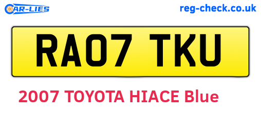 RA07TKU are the vehicle registration plates.