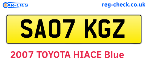 SA07KGZ are the vehicle registration plates.