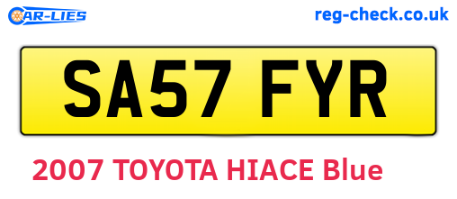 SA57FYR are the vehicle registration plates.