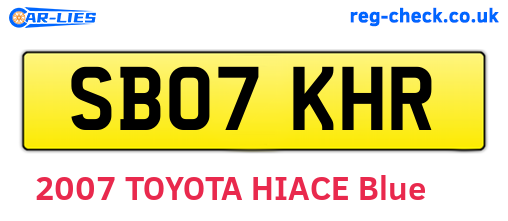 SB07KHR are the vehicle registration plates.