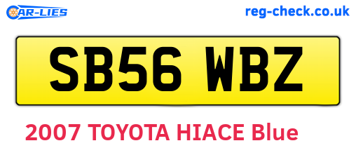 SB56WBZ are the vehicle registration plates.