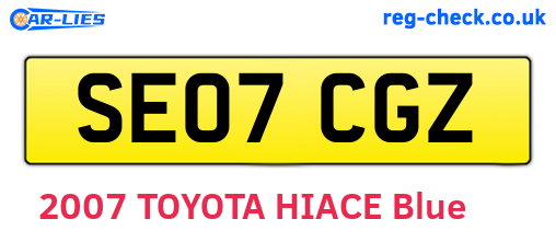 SE07CGZ are the vehicle registration plates.