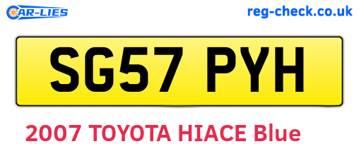 SG57PYH are the vehicle registration plates.