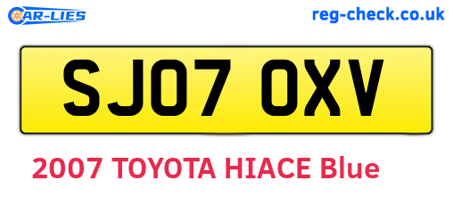 SJ07OXV are the vehicle registration plates.