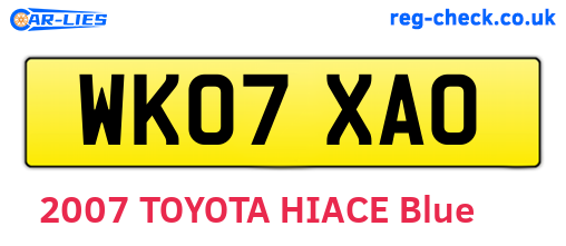 WK07XAO are the vehicle registration plates.